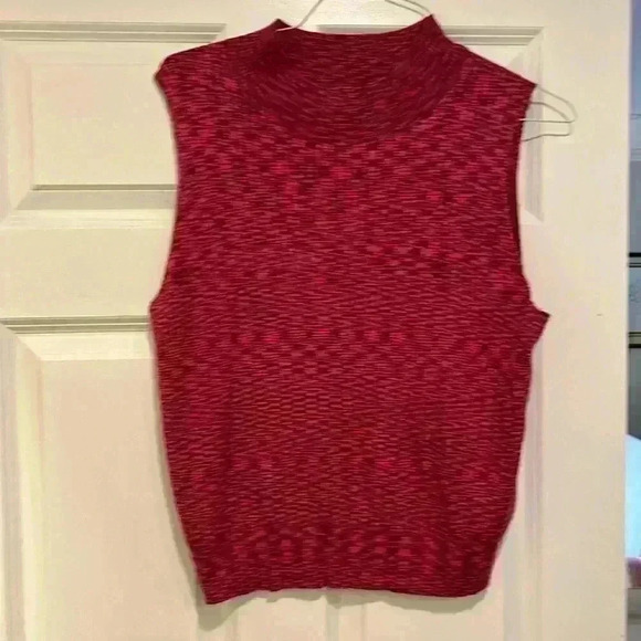 Wild Fable Womens Top Raspberry 2X Sleeveless Ribbed Mock T Neck Soft Casual EUC - Picture 1 of 8